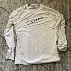 White Nike Pro Dri-Fit Long Sleeve. Youth XL